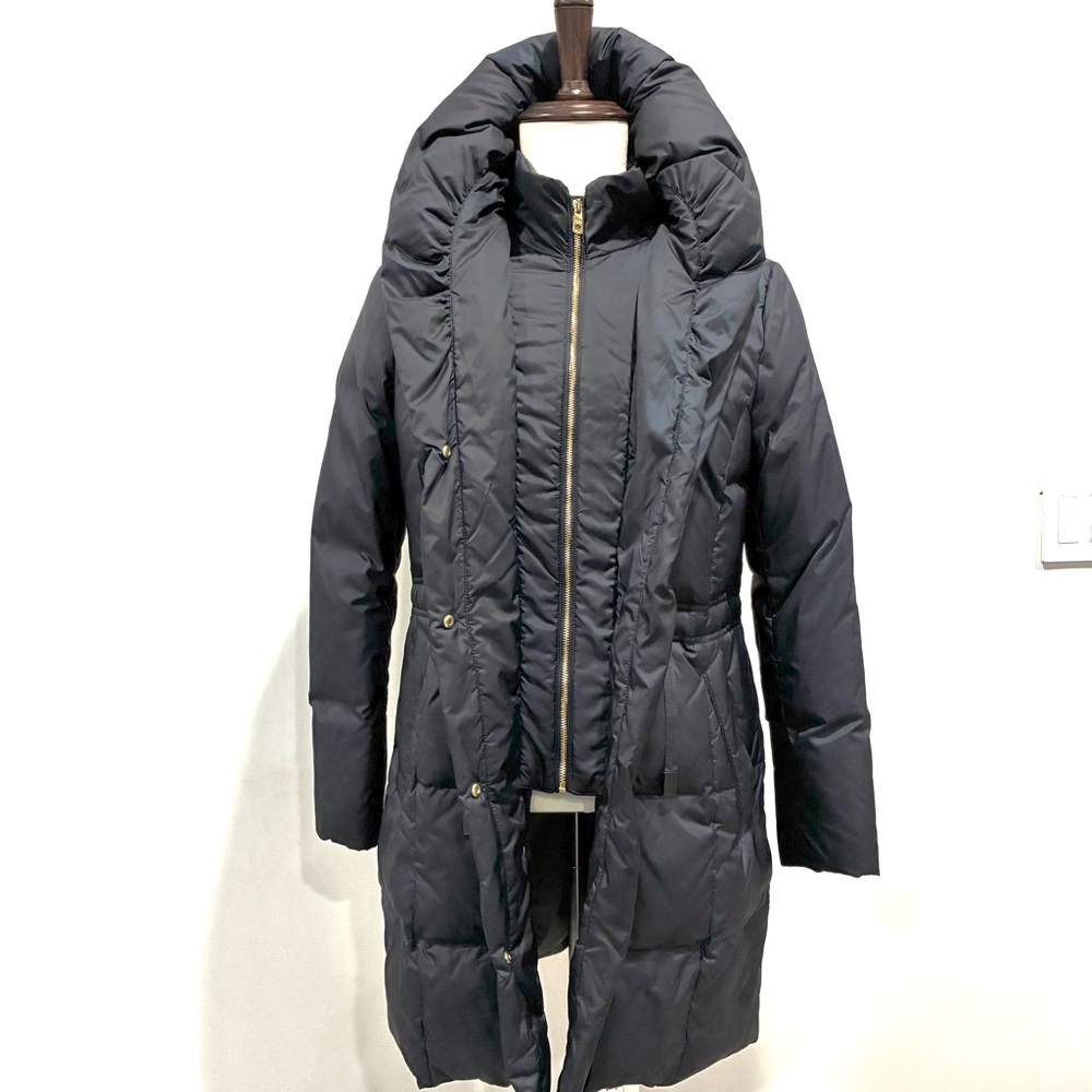 Cole Haan Elegant Long Women's Navy Puffer Jacket, Size L